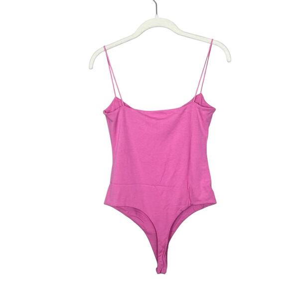 NWT Naked Wardrobe Fine Lines Square Neck Bodysuit Light Pink sz L Snatched - Picture 3 of 8